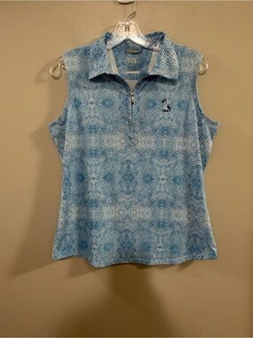 Women's Cutter & Buck Patterned Sleeveless Golf / Tennis Polo Top. Size M